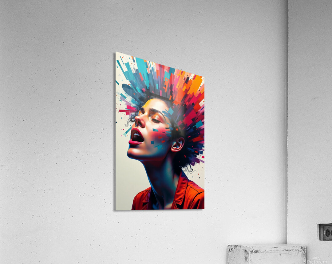 Neon Pulse: Explosive Portrait of Feminine Power & Color Acrylic Print