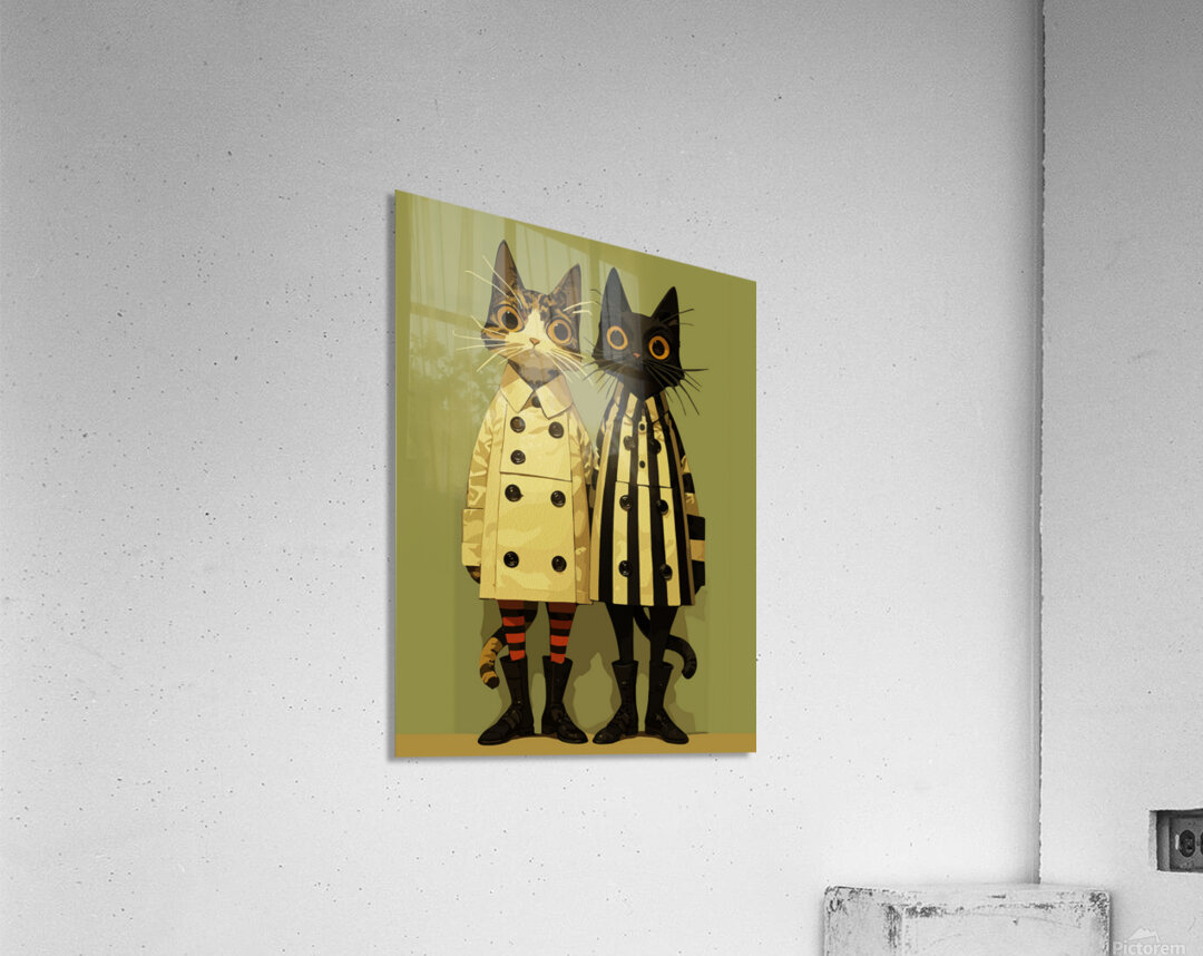 Fashion Felines Quirky Cat Art in Coats and Boots Acrylic Print