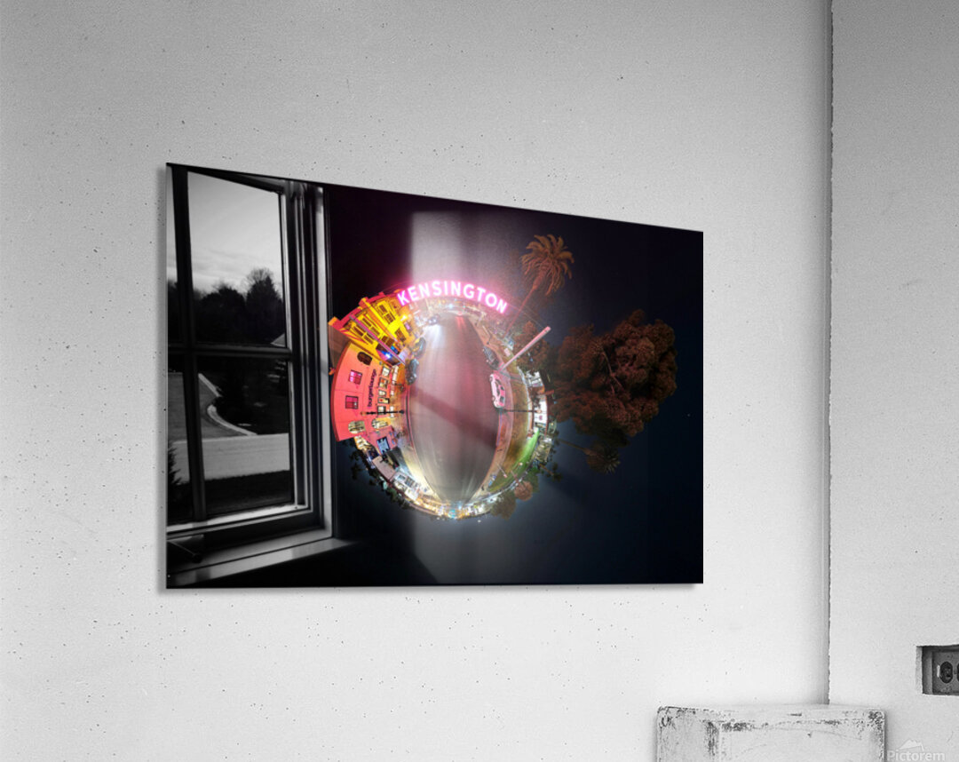 Kensington San Diego Sign Little Planet Night Acrylic Print