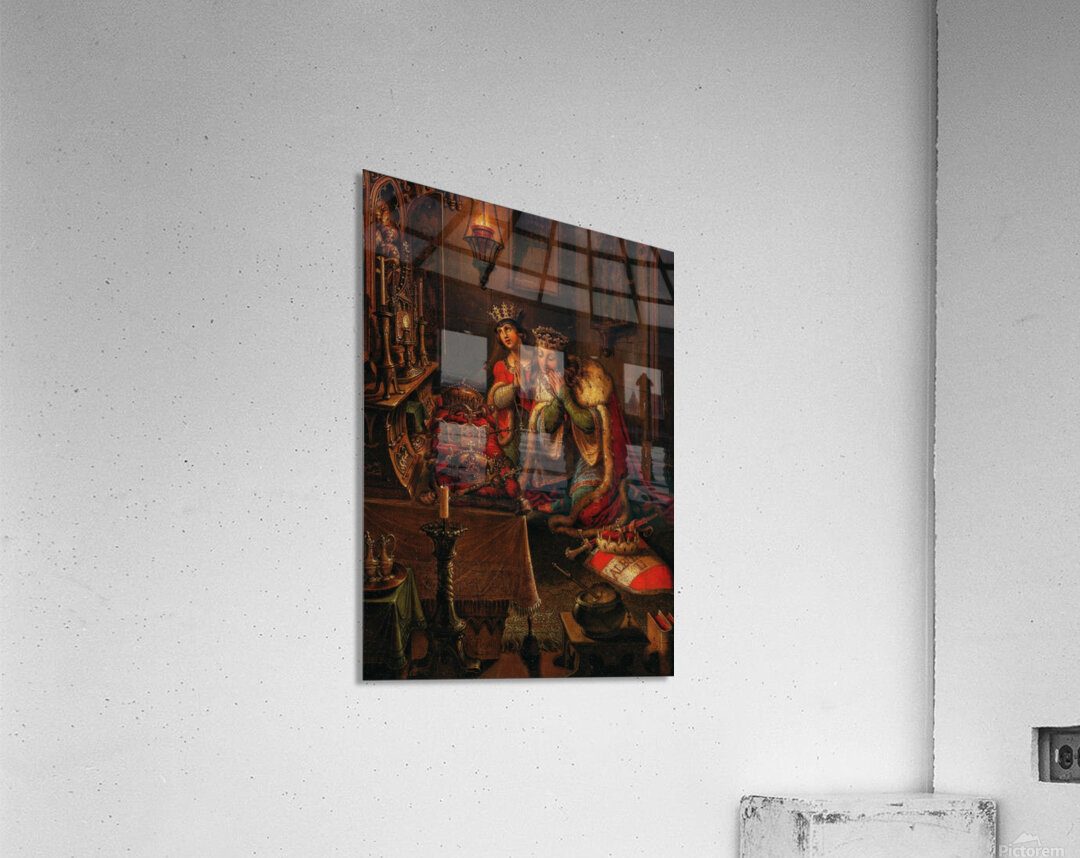 King Albert II and His Wife Elizabeth of Luxembourg in Prayer. On the Altar the Crowns of Bohemia and Hungary. As well as the Imperial Crown of the Holy Roman Empire [1820] by Karl Russ [1779–1843] Acrylic Print