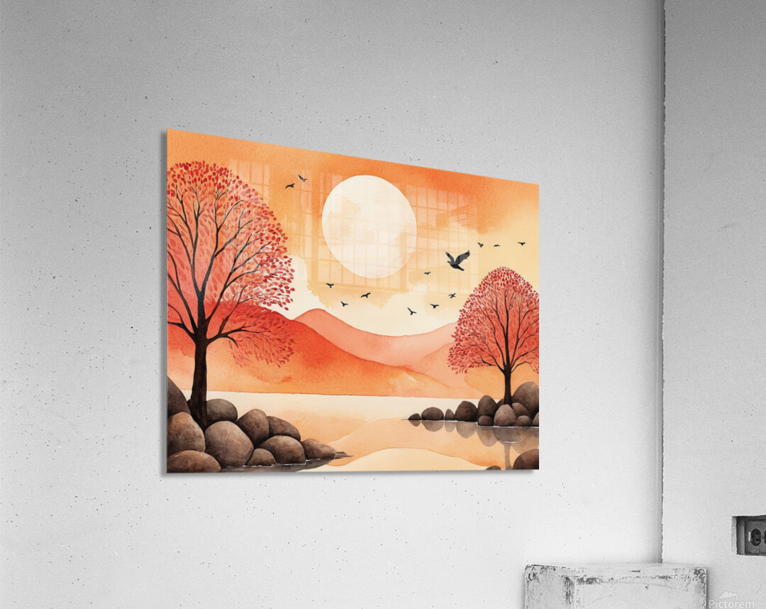 Japanese Watercolor Autumn Sun   GIA2501 0436 ILU Acrylic Print