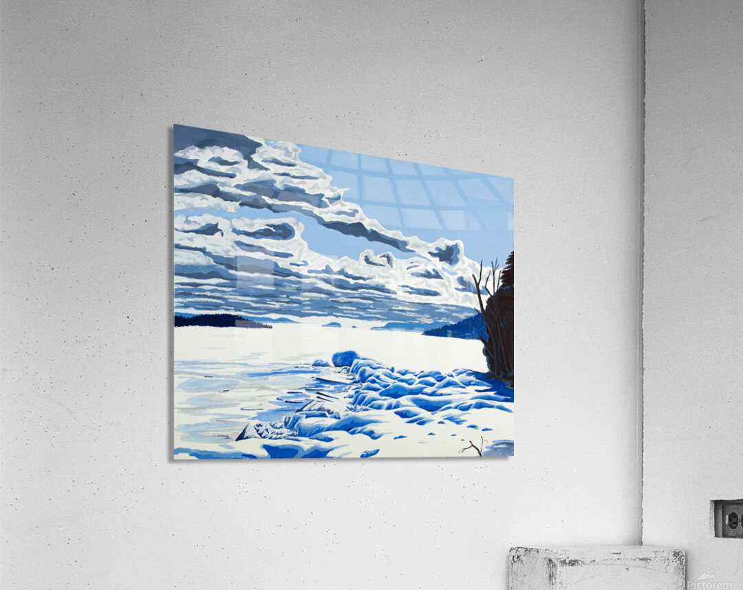 Mink Bay Winter Clouds Painting Acrylic Print