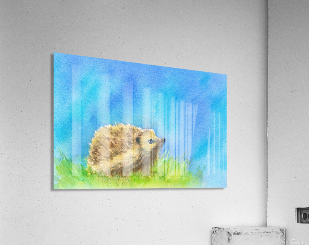 Hedgehog in spring watercolor painting Acrylic Print