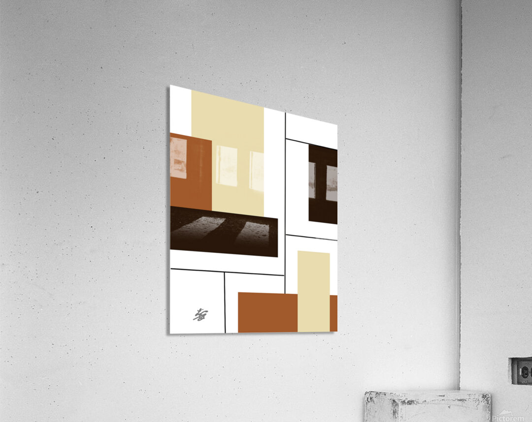 Beige and Black Geometric Abstract Acrylic Print