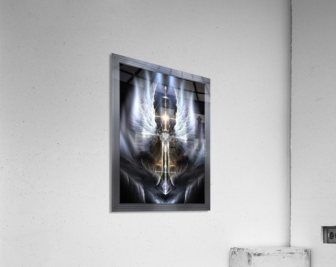 Heavenly Angel Wings Cross Fractal Art Composition by xzendor7