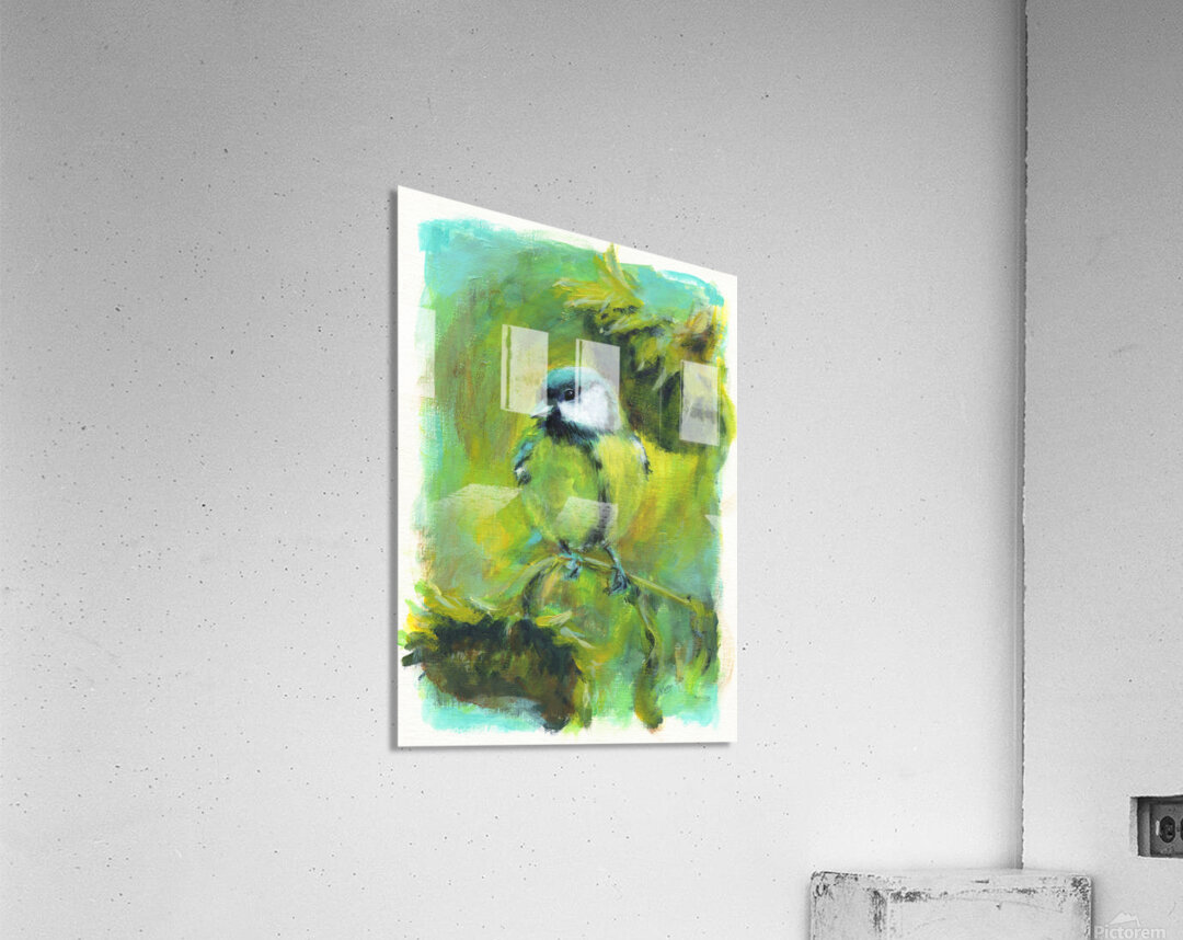 Great tit with sunflowers acrylic painting  Acrylic Print