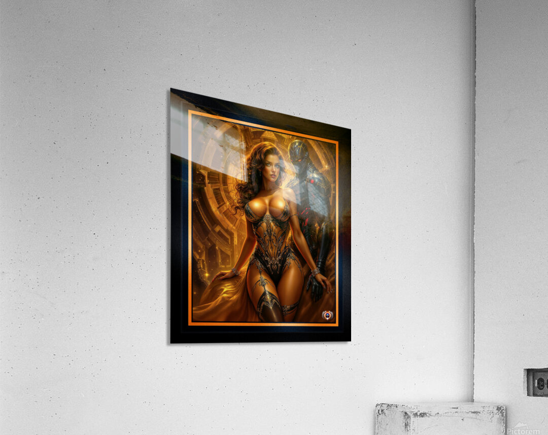 Portrait Of Melatori and Her Melatoid Guardian Gorgeous AI Concept Art by Xzendor7 Acrylic Print