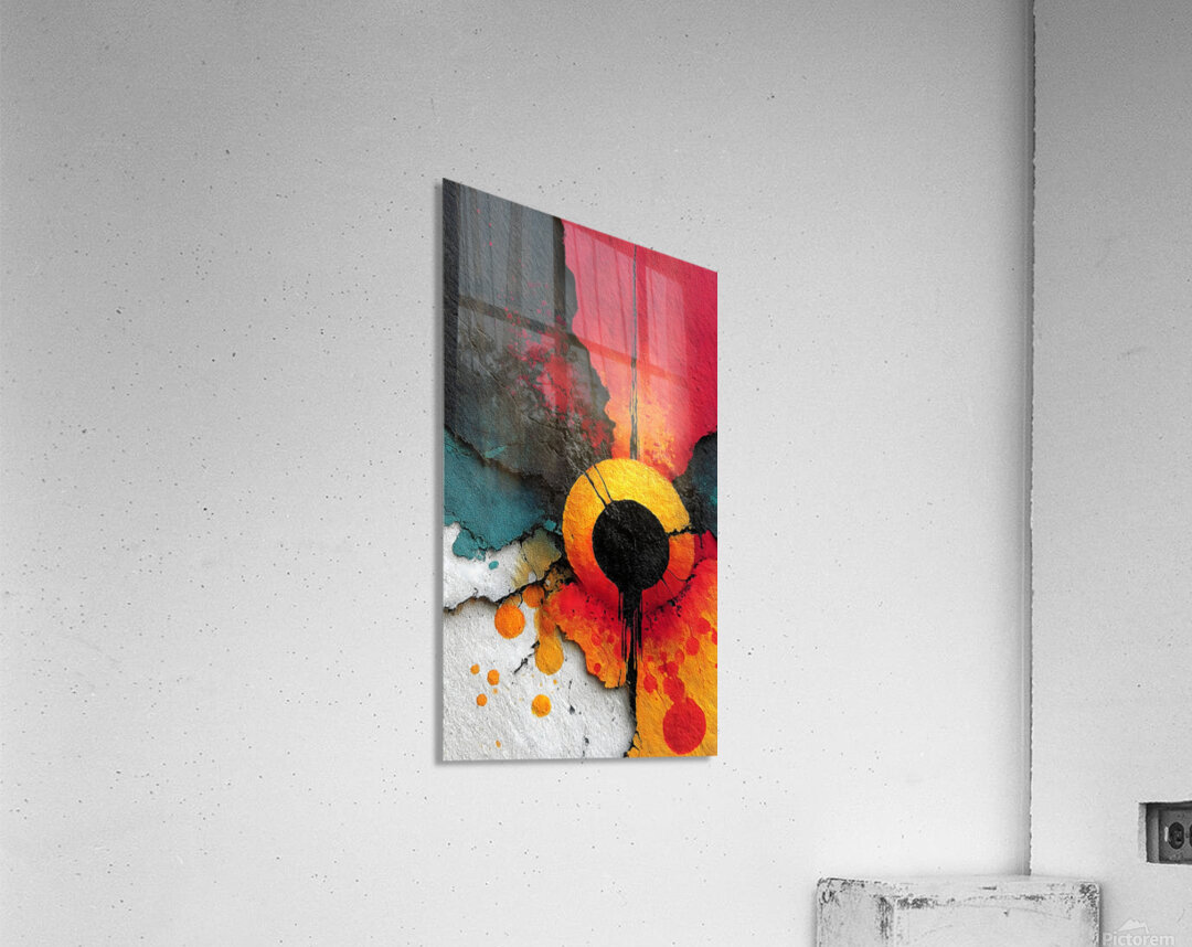 Solar Ring – Red Gold Textured Abstract Print Acrylic Print