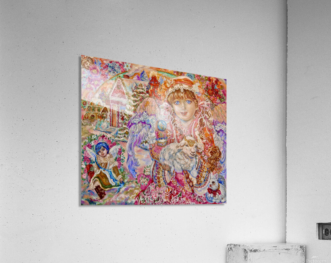 Yumi Sugai. An angel with a lamb. Acrylic Print