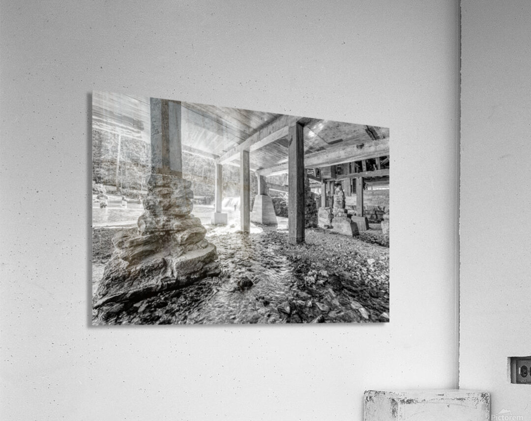 Underneath Rockbridge Mill Grayscale Acrylic Print