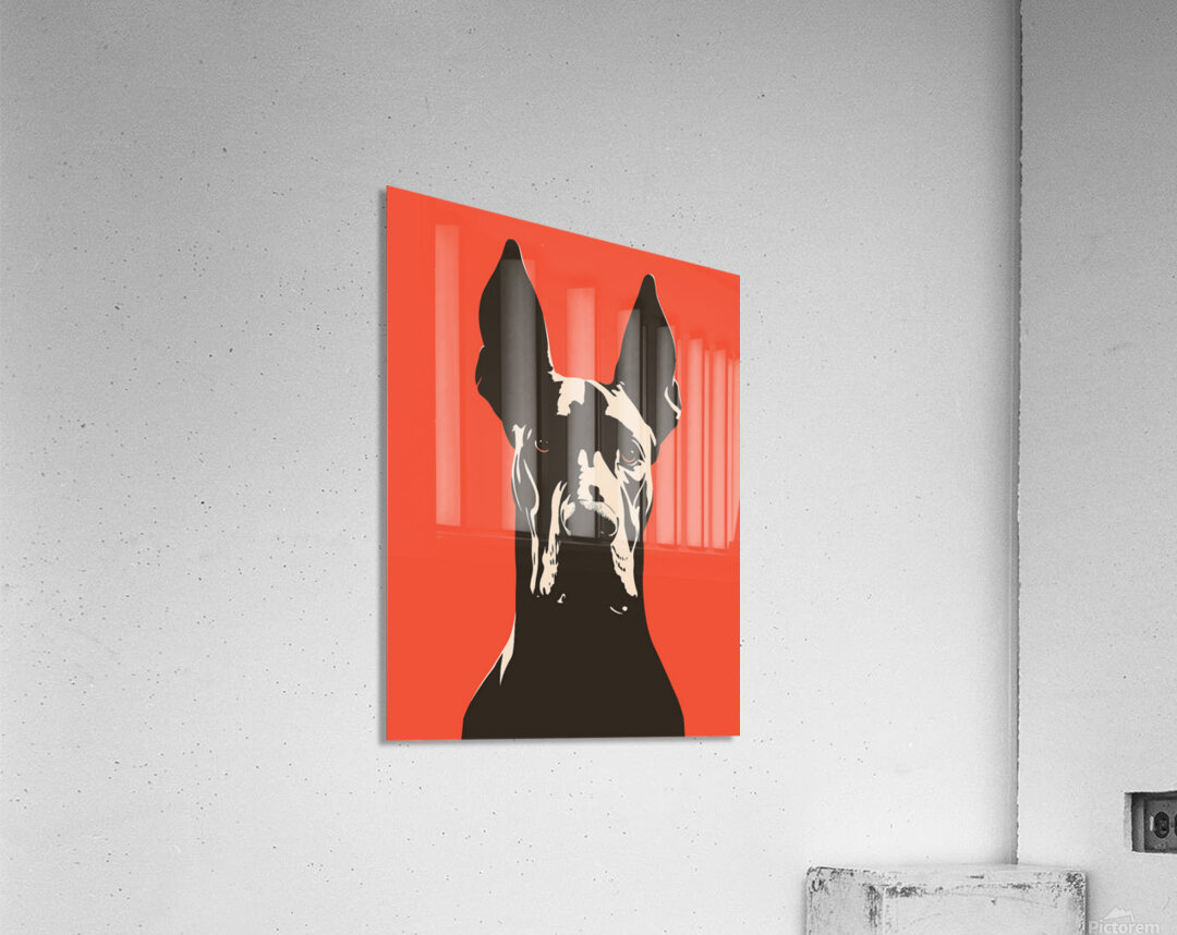 Bold Great Dane Dog Minimalist Black and Orange Dog Design for Dog Lovers Acrylic Print