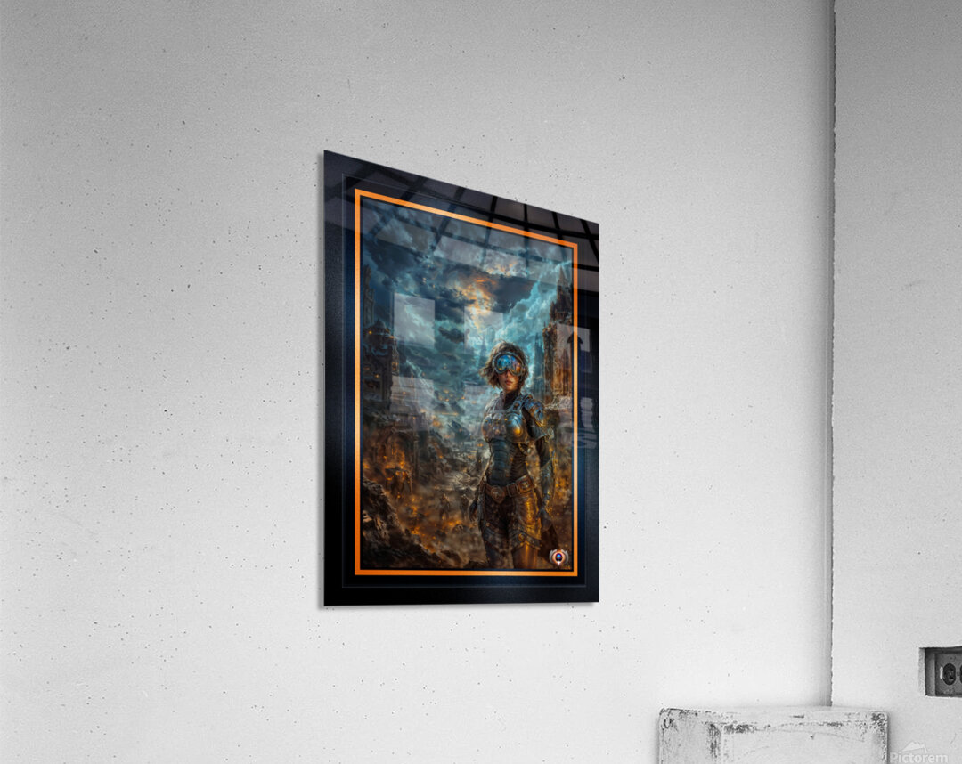 Vextsai Aetheris: Cyberpunk Warrior in Neo-Scipios Ruins Fascinating AI Concept Art by Xzendor7 Acrylic Print