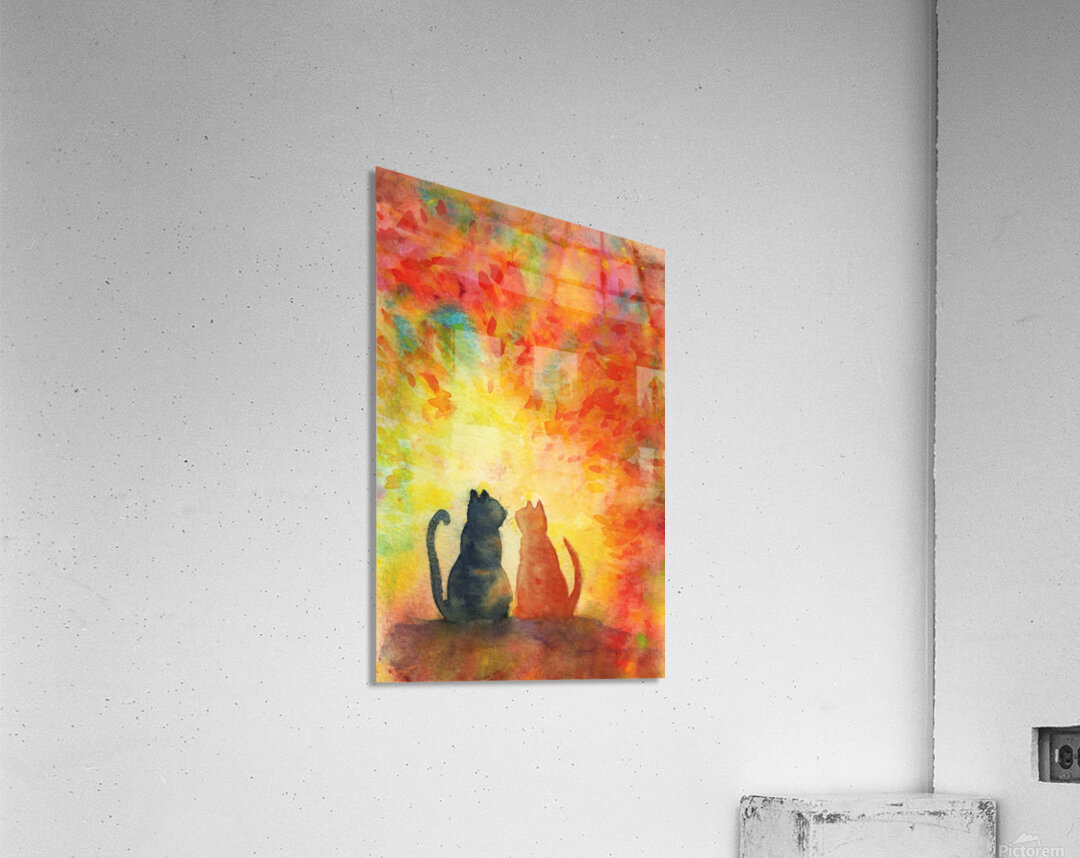 Two cats under a colorful sky Acrylic Print