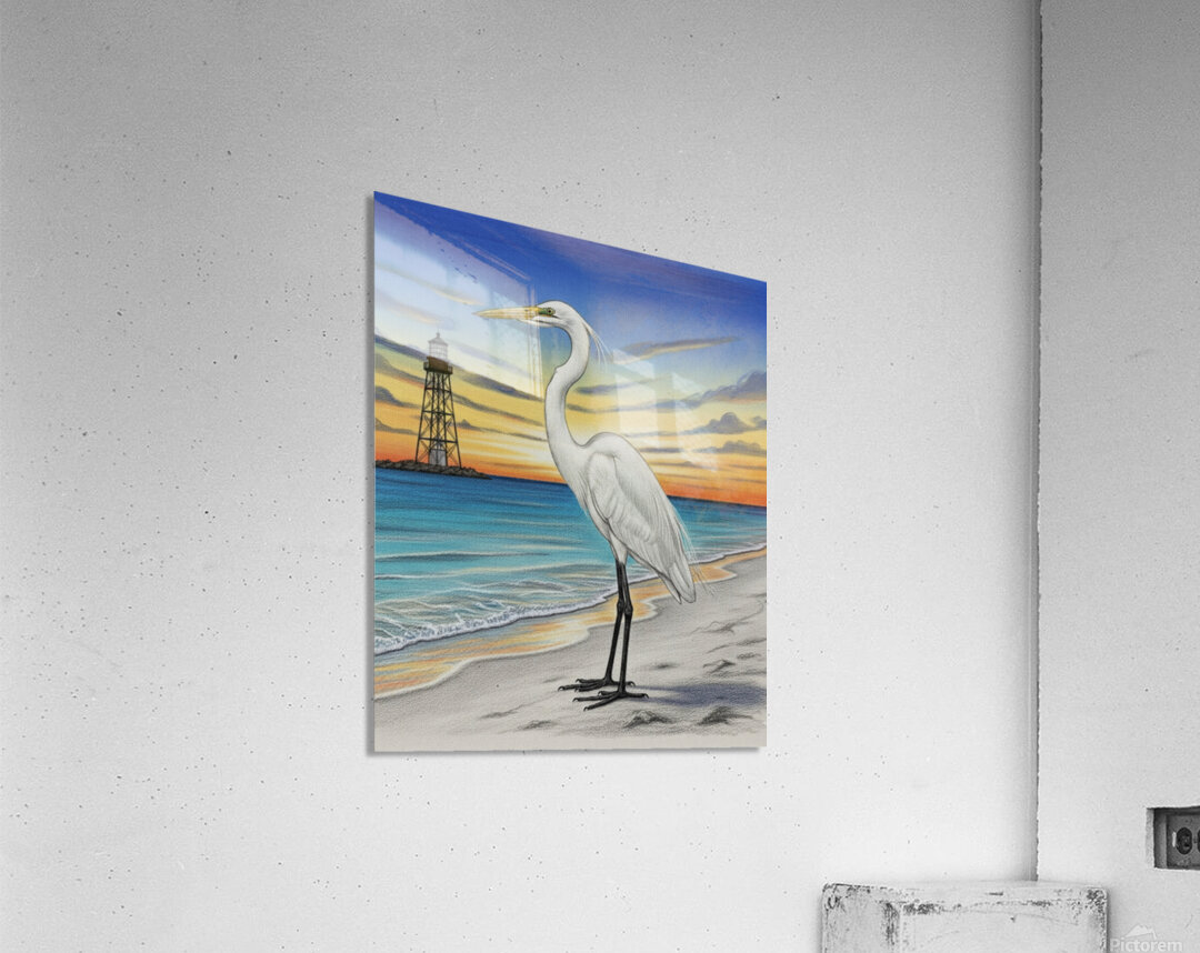 White Egret Overlooking The Sanibel  Lighthouse Oct 28 2025 at 9 11 54 AM Acrylic Print