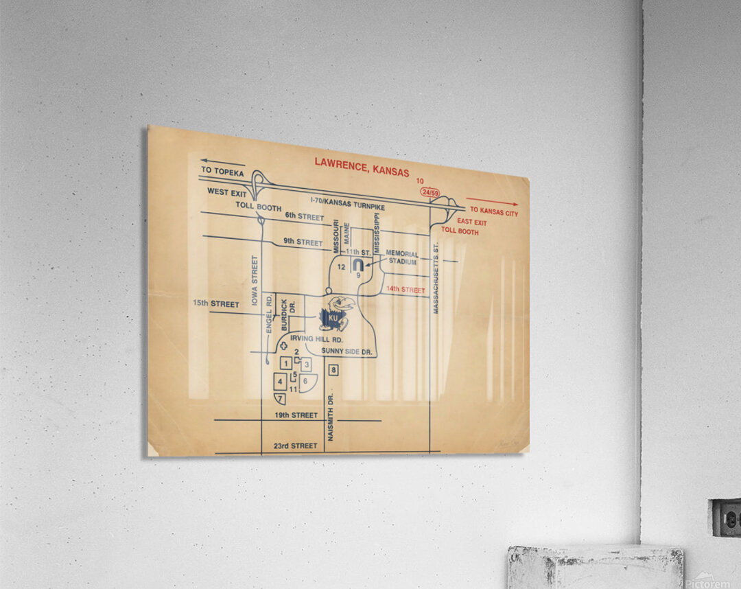 1980s Lawrence Kansas Map Acrylic Print