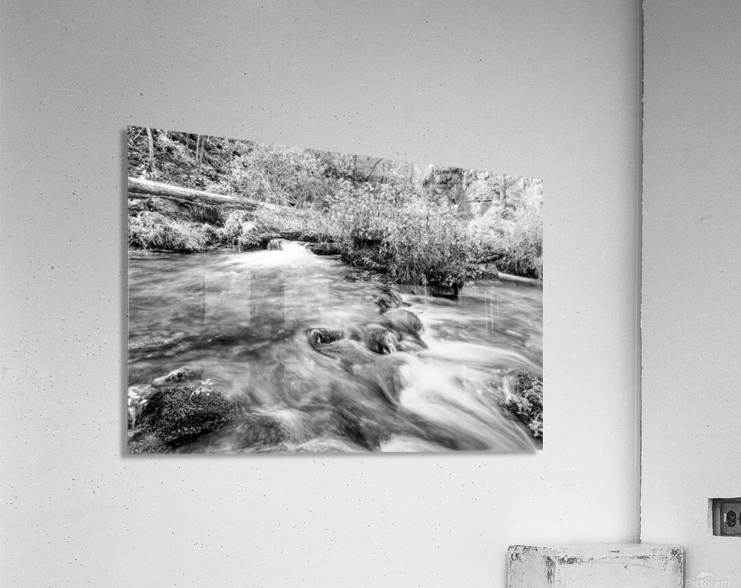 Autumn Cascades At Ozarks Greer Spring Grayscale Acrylic Print