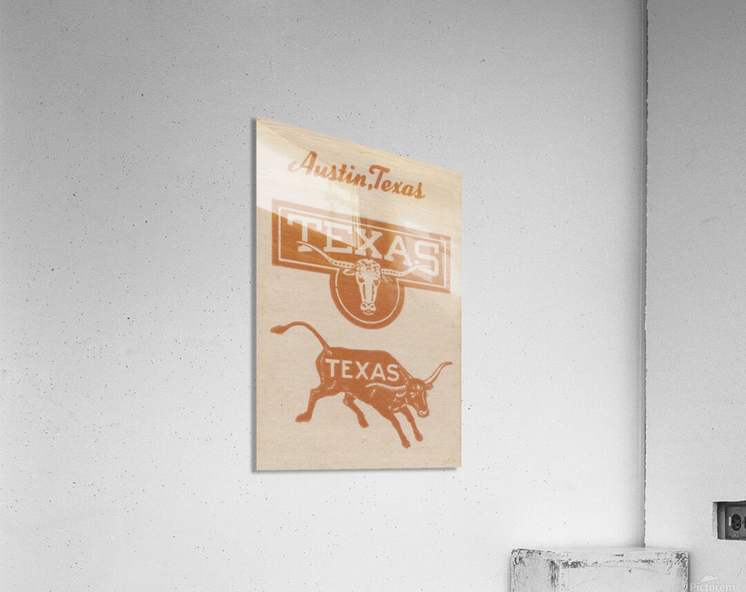 Vintage Austin Texas and Longhorn Art Acrylic Print