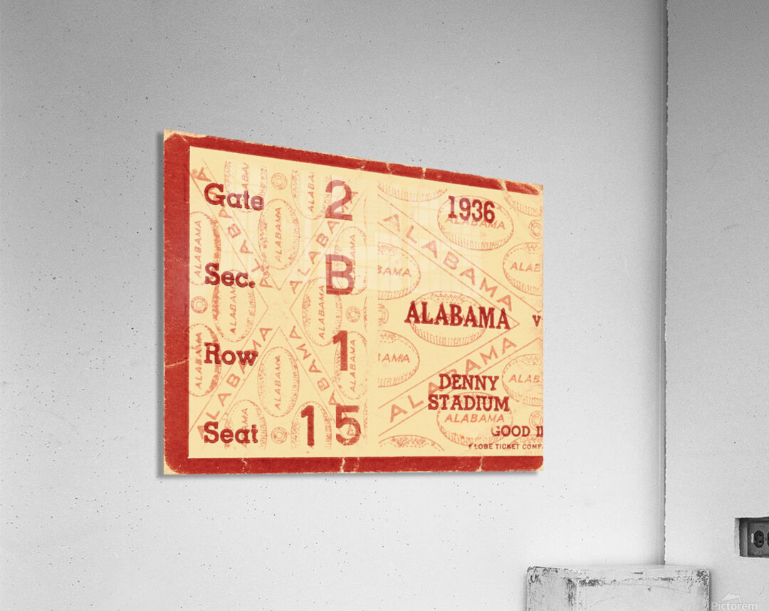 1936 Alabama Crimson Tide Football Ticket Remix Acrylic Print