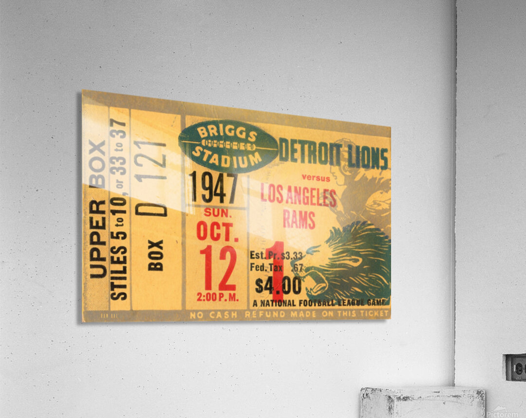 1947 LA Rams at Detroit Lions Ticket Art Acrylic Print