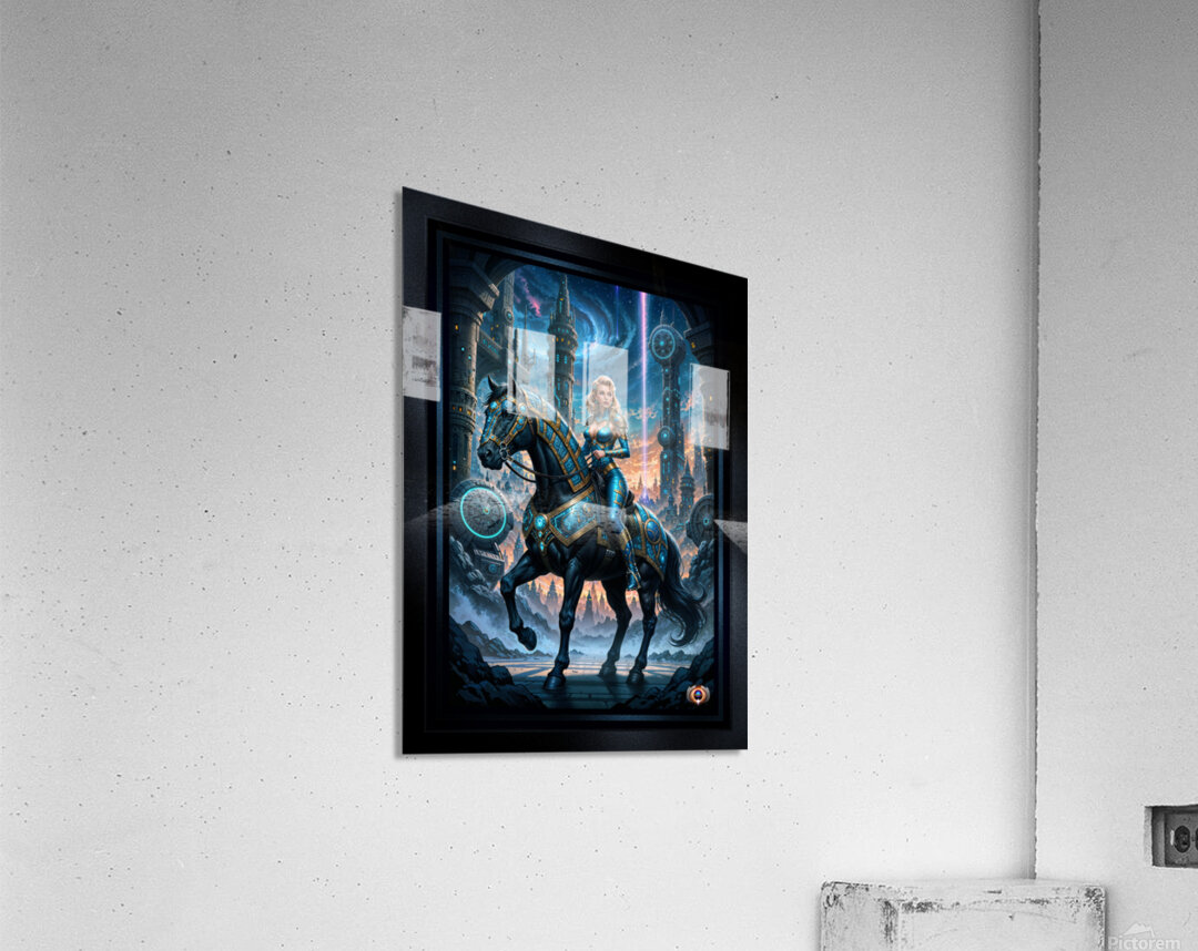 Mylara Wynthra Riding Nyxarion In Gryndorium Captivating AI Concept Art by Xzendor7 Acrylic Print