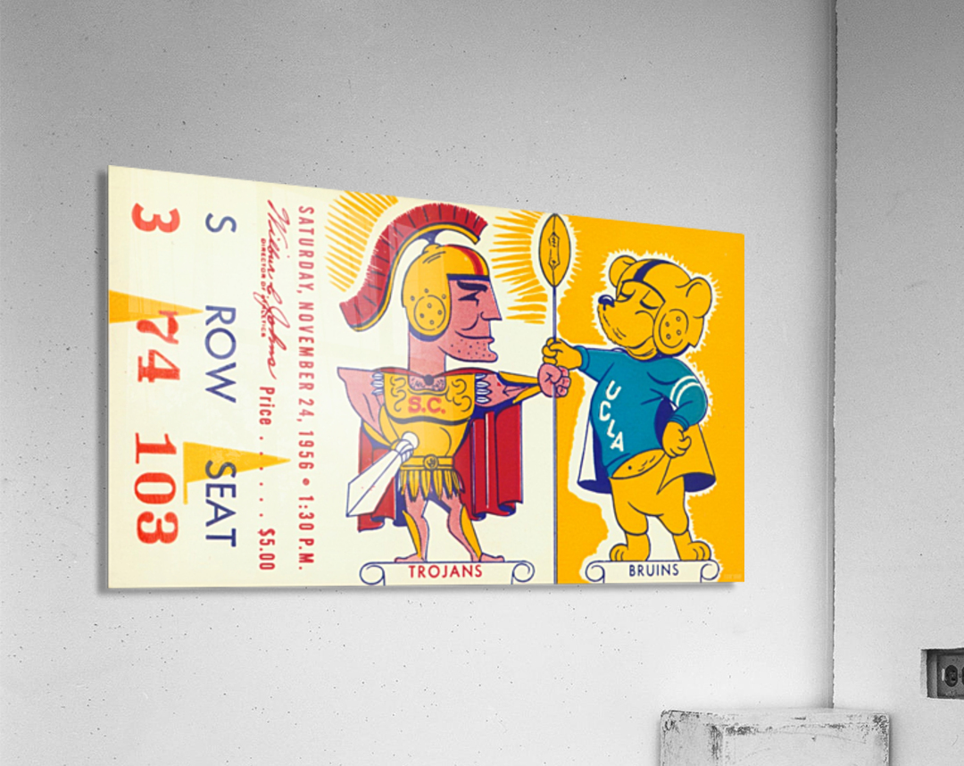 1956 USC vs. UCLA Football Ticket Canvas Acrylic Print