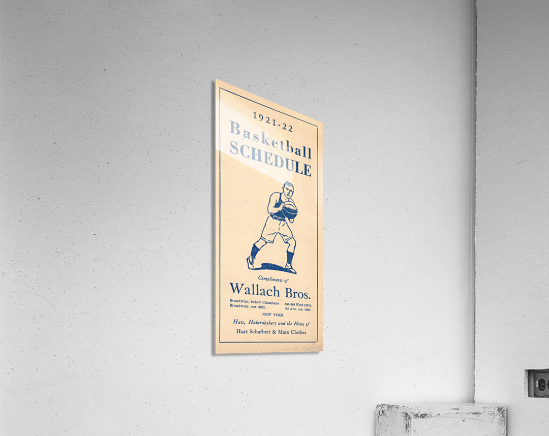 1921 Basketball Schedule Art  Acrylic Print