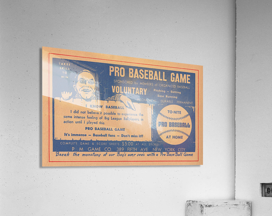 pro baseball game vintage board game ad poster art Acrylic Print