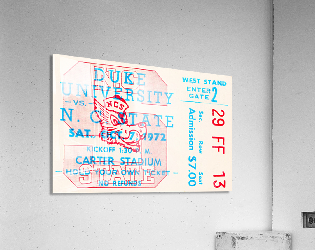 1972 nc state wolfpack football ticket art Acrylic Print