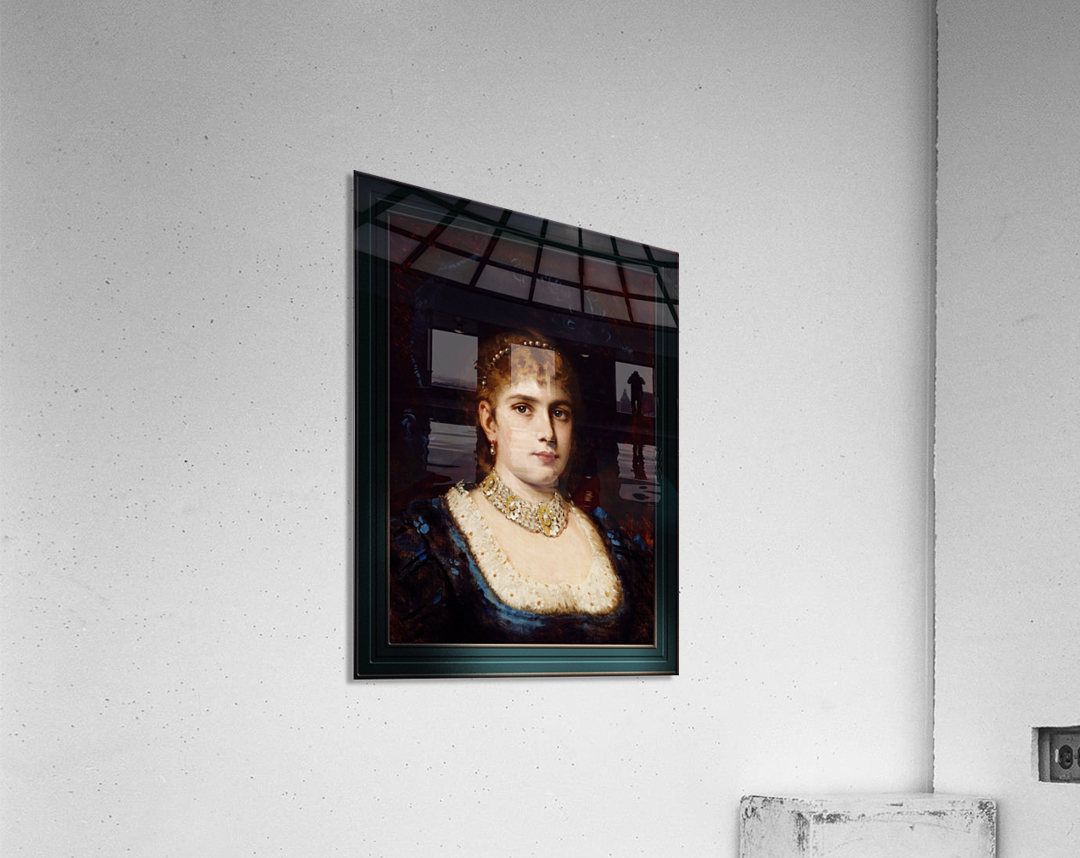 Bildnis einer Dame in blauem Kleid mit Hut by Anton Ebert Old Masters Classical Fine Art Reproduction Acrylic Print