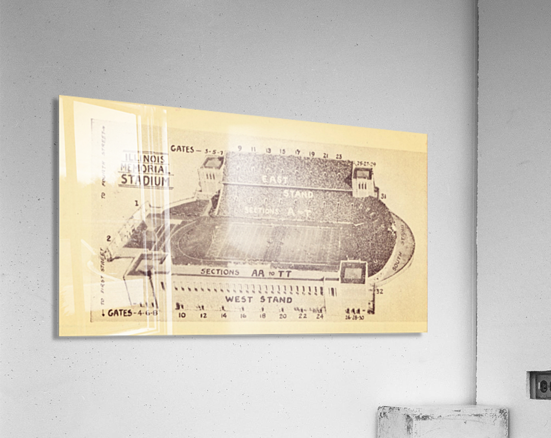 1933 Illinois Memorial Stadium Map Wall Art Acrylic Print