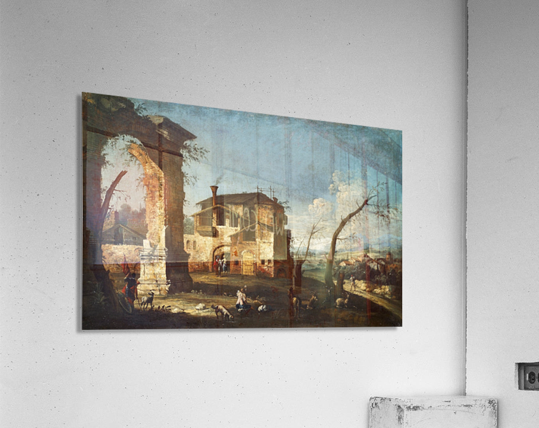 Capriccio View with Ruins of an Arch and Farmhouses Acrylic Print