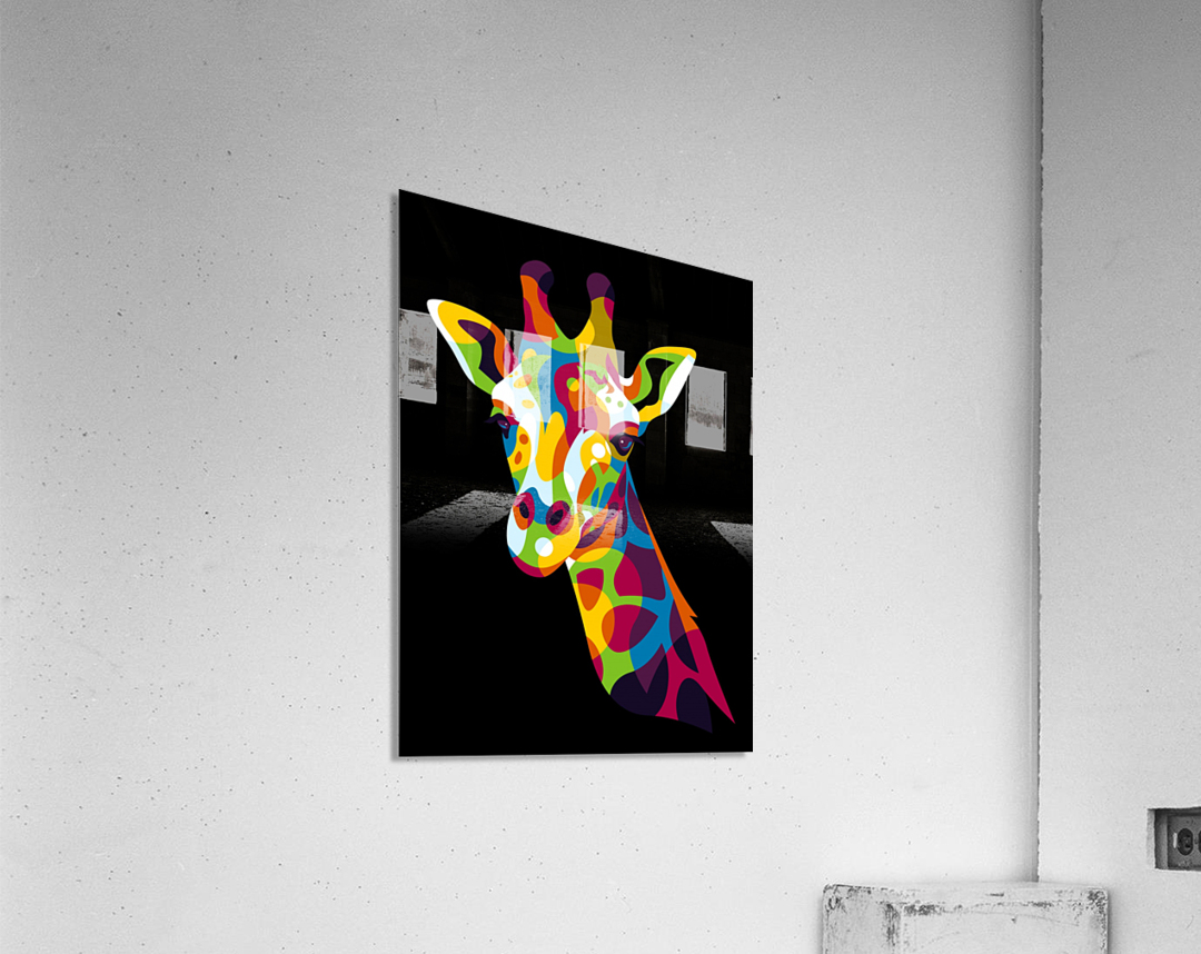 The Colorful Giraffe Head Pop Art Portrait by wpaprint Wall Art