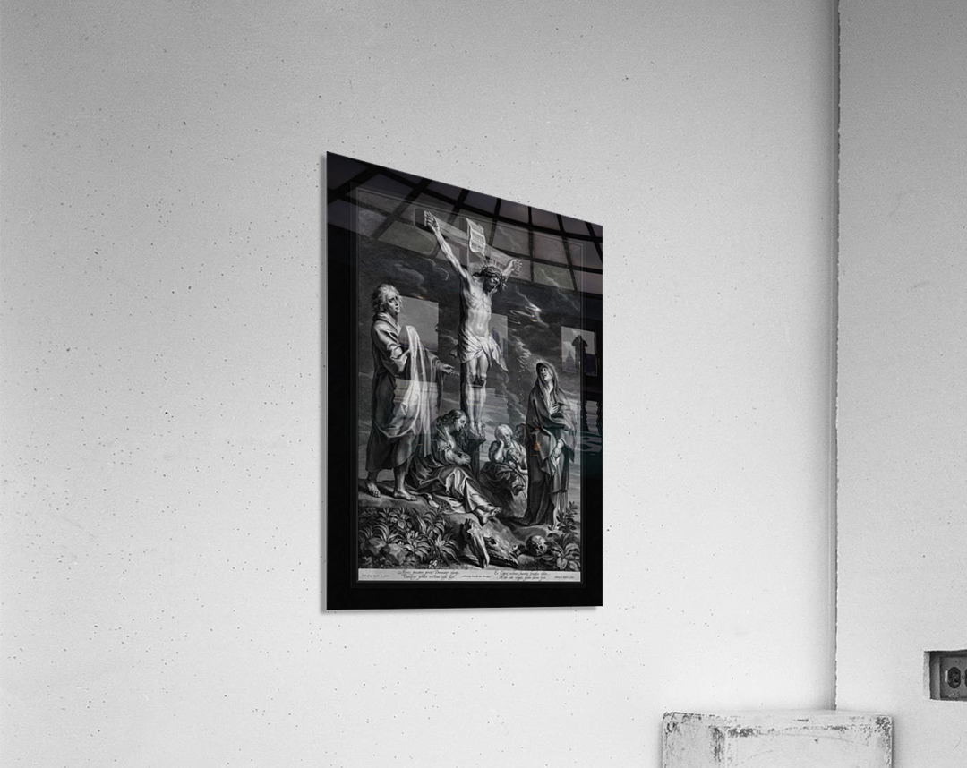 Christ on the Cross with Mary and Johannes by Engraver Schelte Adamsz Bolswert Old Masters Classical Fine Art Reproduction Acrylic Print