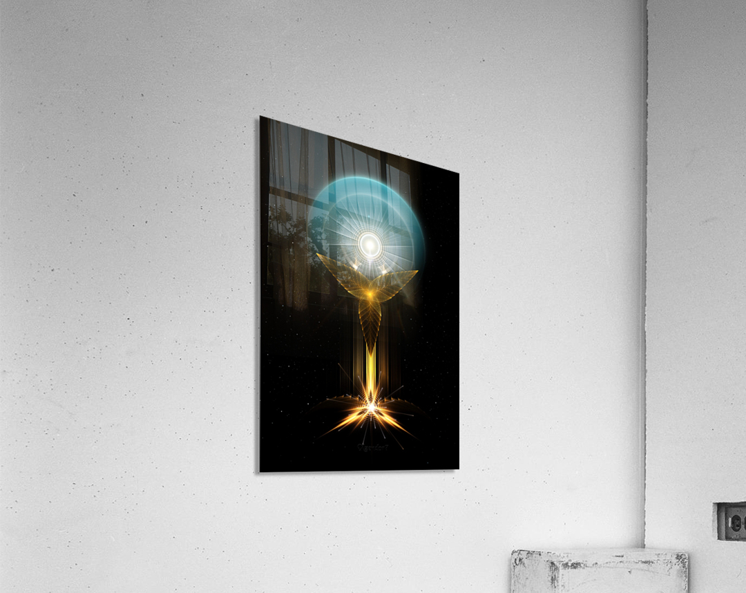 The Light Of Hope On Golden Wings Fractal Art Acrylic Print