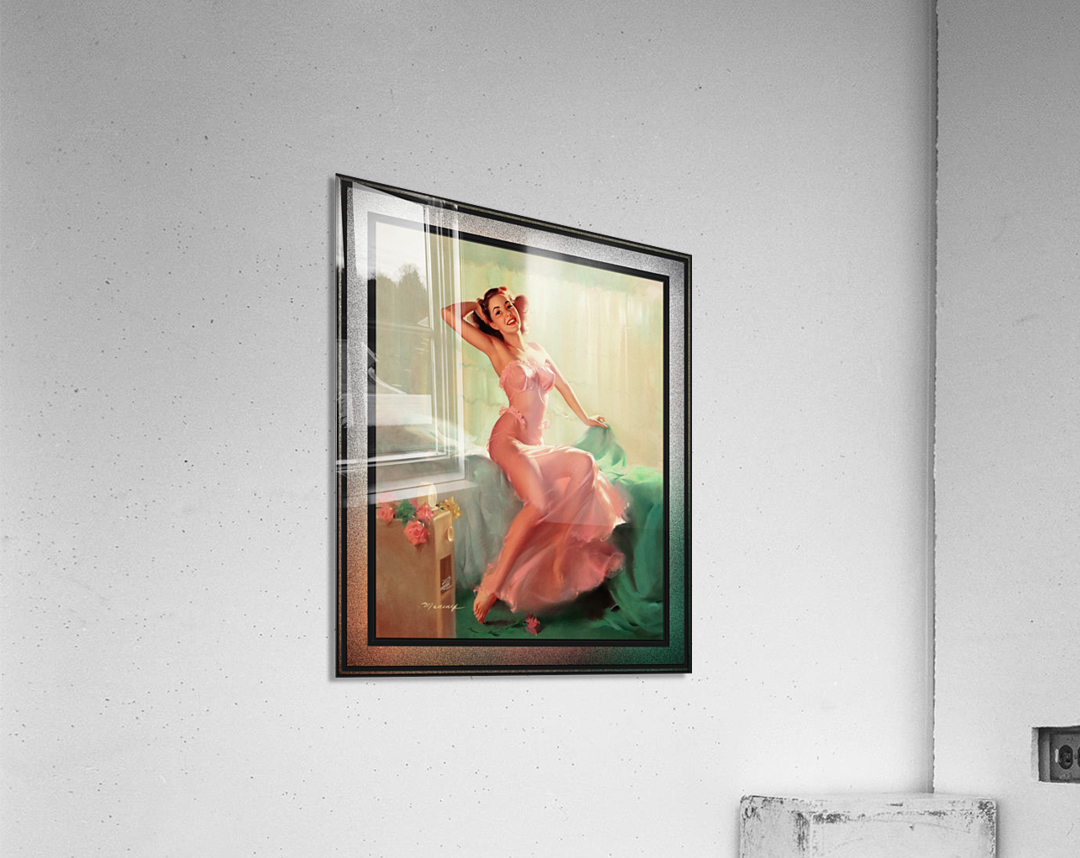 Pretty In Pink Pin-up Girl by Bill Medcalf Pin-Up Girl Vintage Artwork Acrylic Print