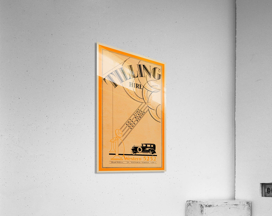 1933 Tilling Hire Vintage Car Art Deco Font Mini Poster Acrylic Print