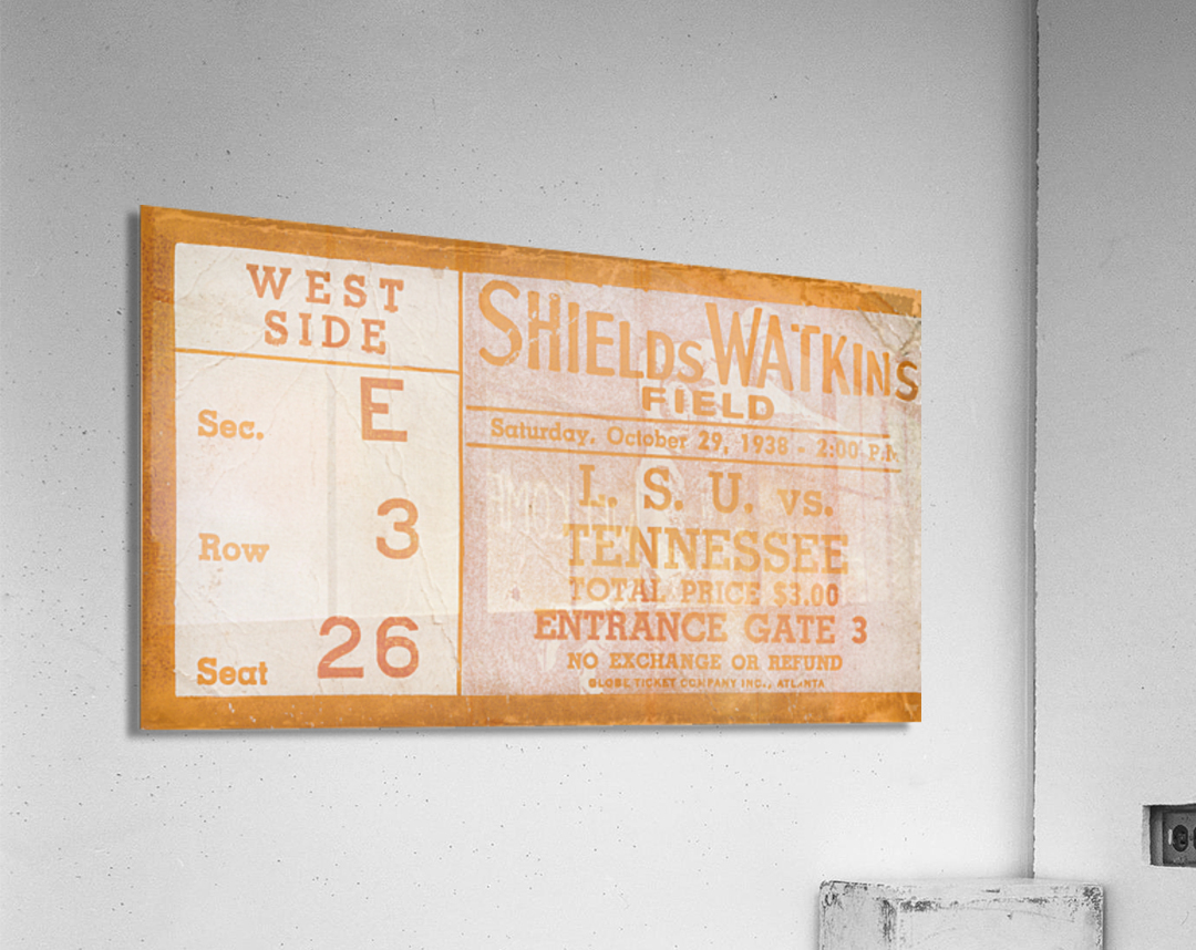 1938 Tennessee vs. LSU Football Ticket Art Acrylic Print