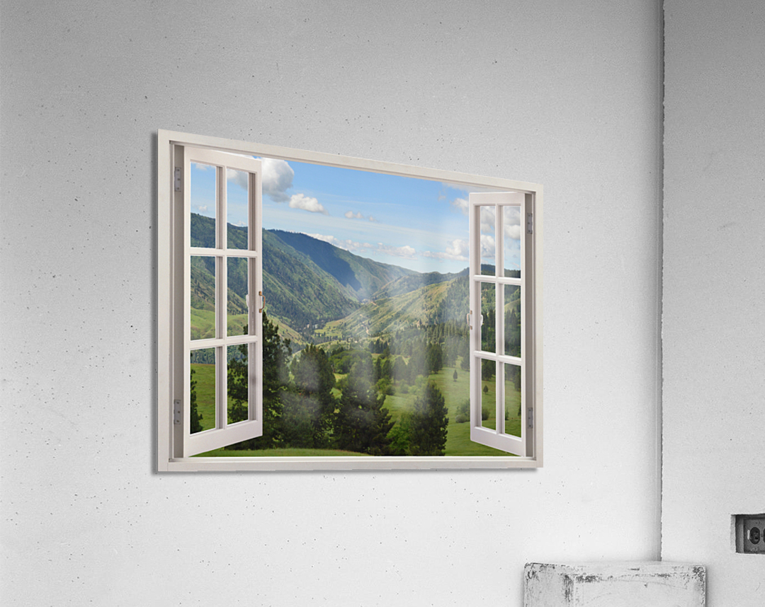 Sheltered by Pines Meadow Walk with Distant Hills Acrylic Print