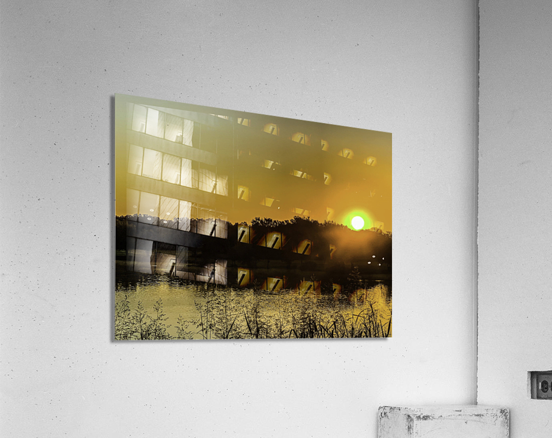 Lake Sunrise In Orange Acrylic Print