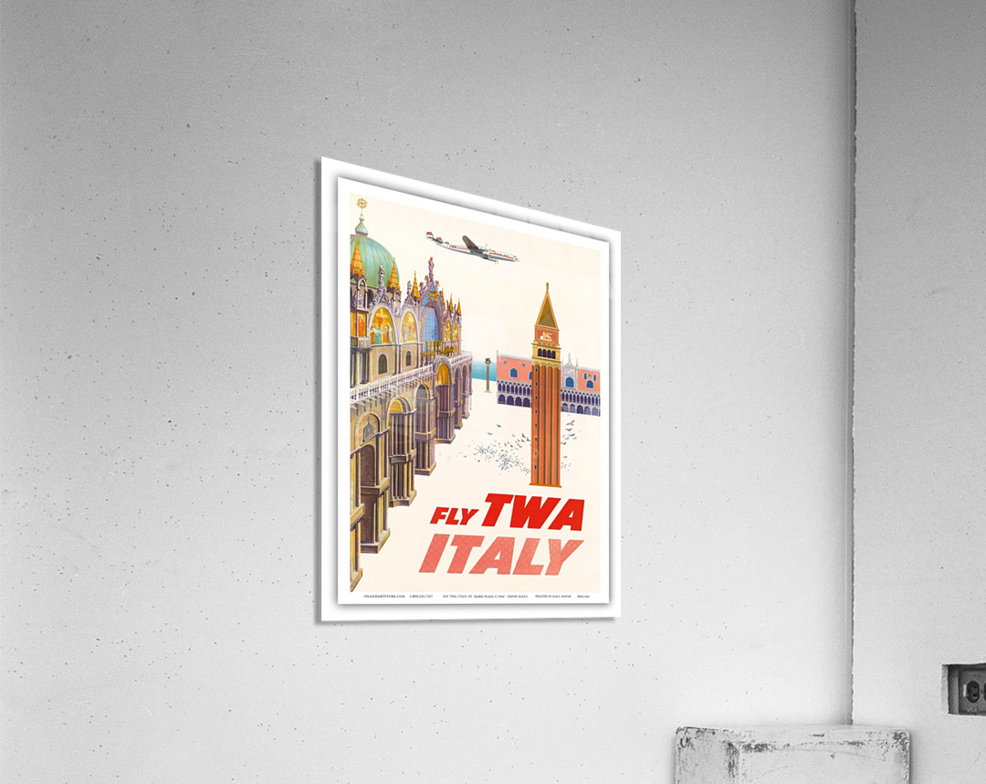 Fly TWA Italy Piazza San Marco travel poster Acrylic Print