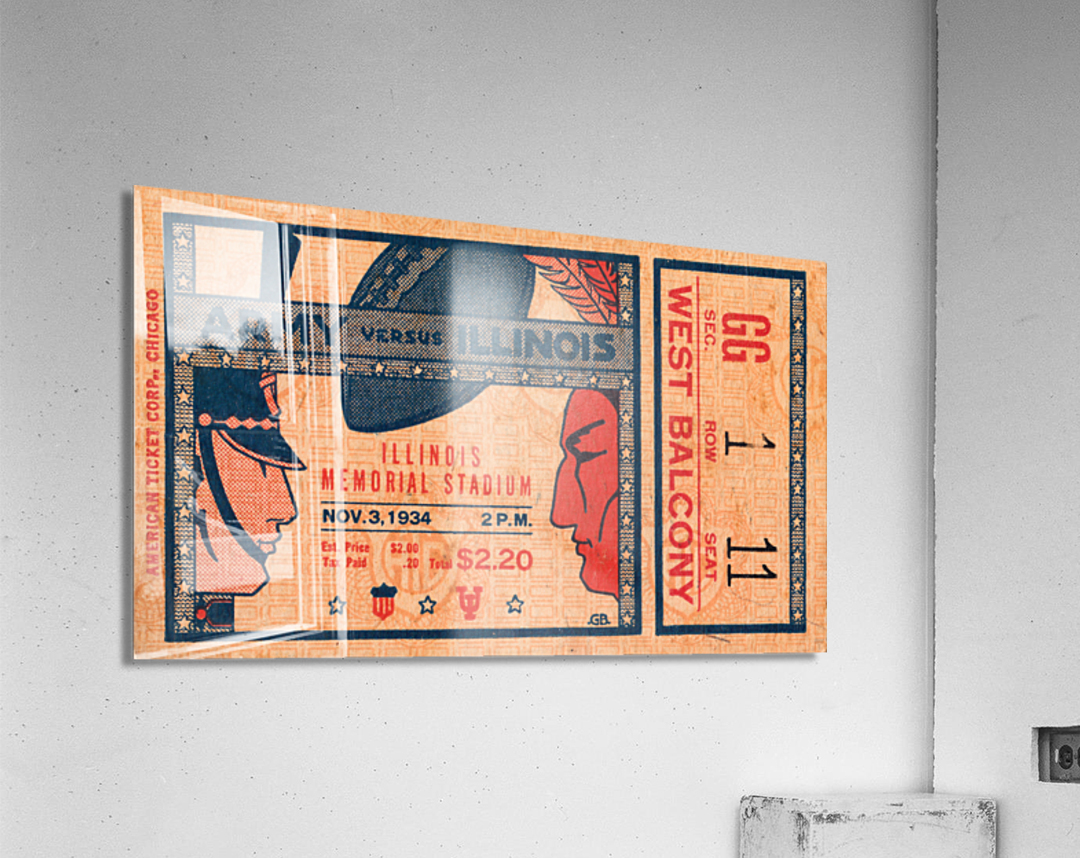 1934 Army vs. Illinois Football Ticket Stub Acrylic Print