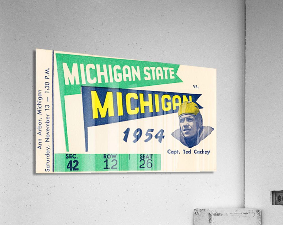 1954 Michigan State vs. Michigan Football Ticket Framed Print Acrylic Print