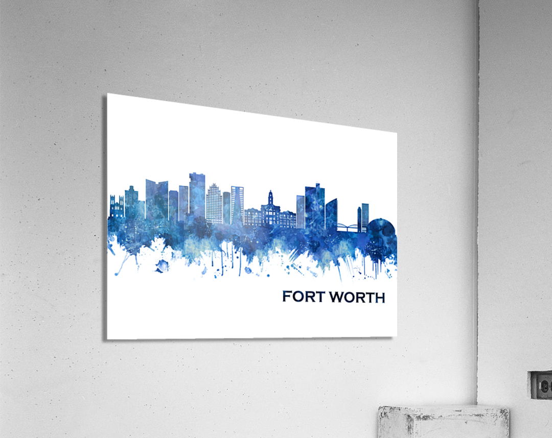 Fort Worth Texas Skyline Blue Acrylic Print