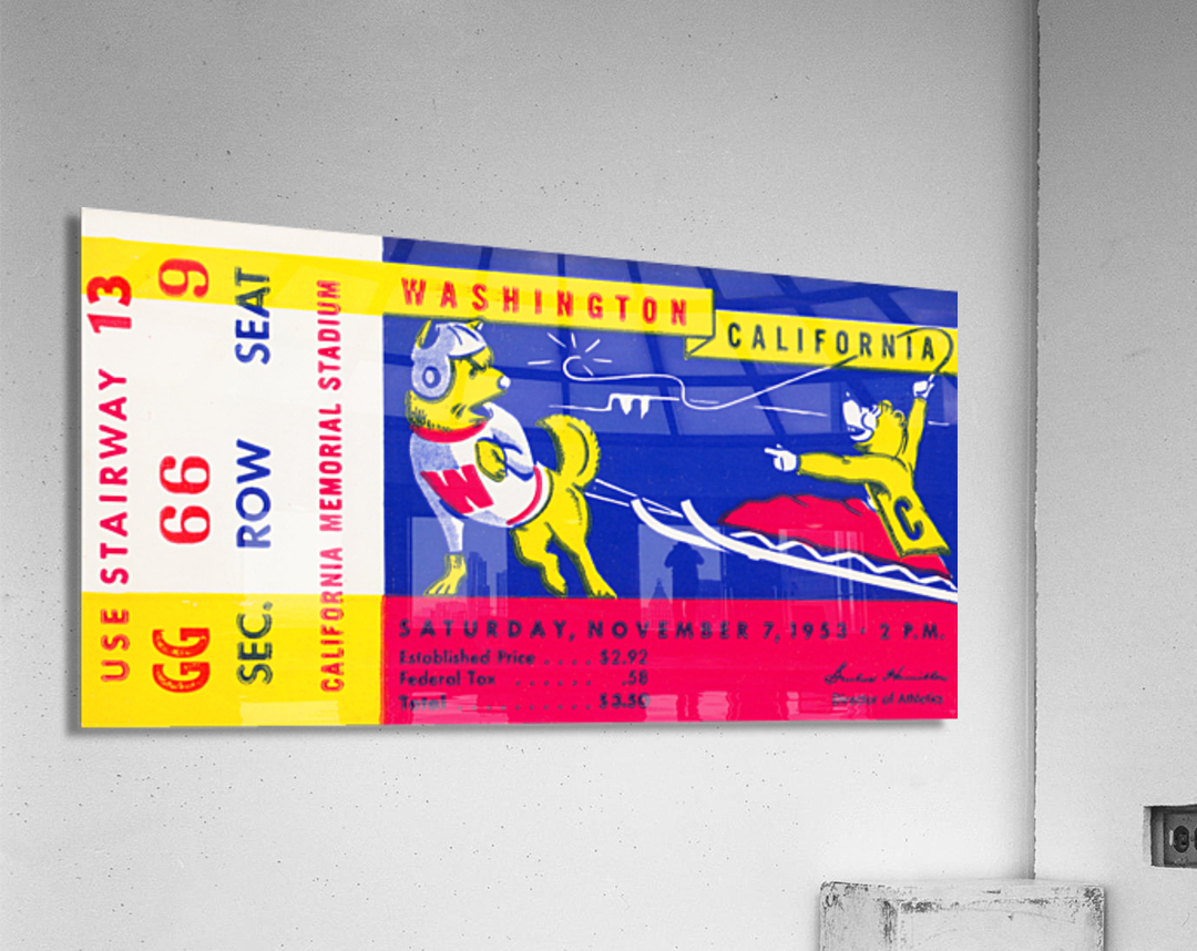 1953 Cal Bears vs. Washington Huskies Football Ticket Art Acrylic Print