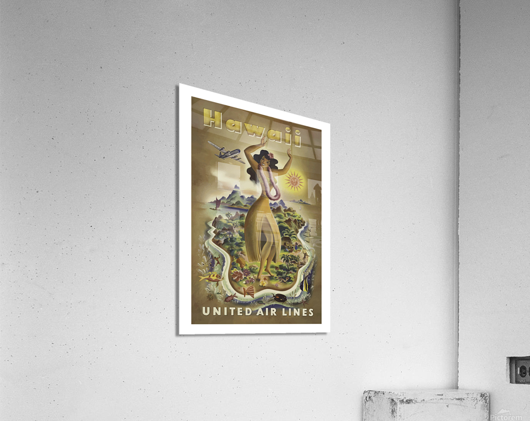 Vintage Travel Poster Hawaii United Air Lines Acrylic Print