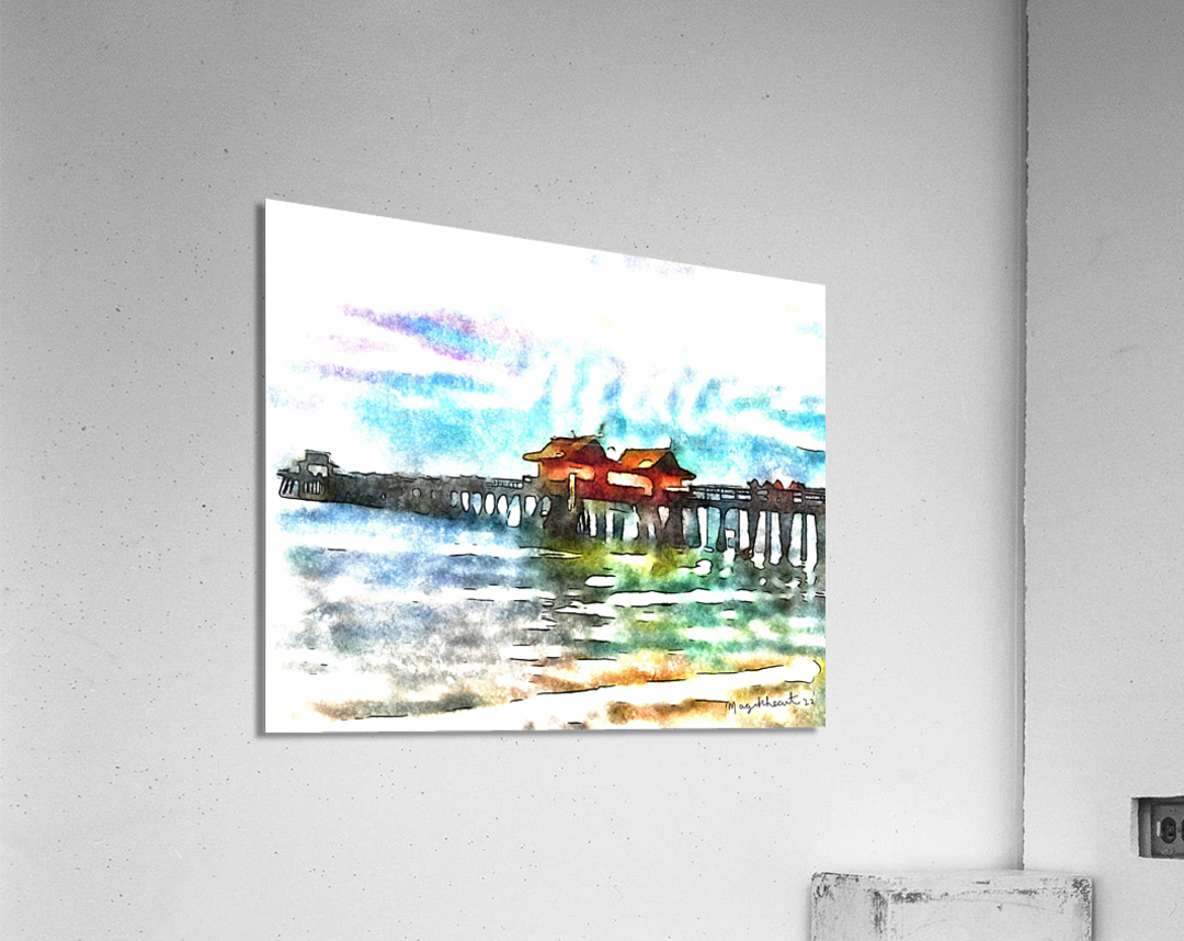 Naples Pier Watercolor View Acrylic Print