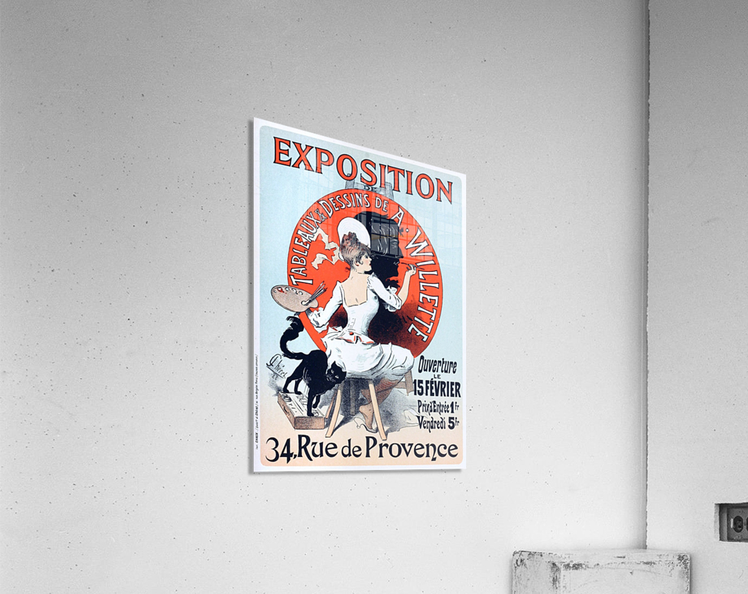 Original Vintage poster for an exhibition of paintings and drawings by Adolphe Willette Acrylic Print