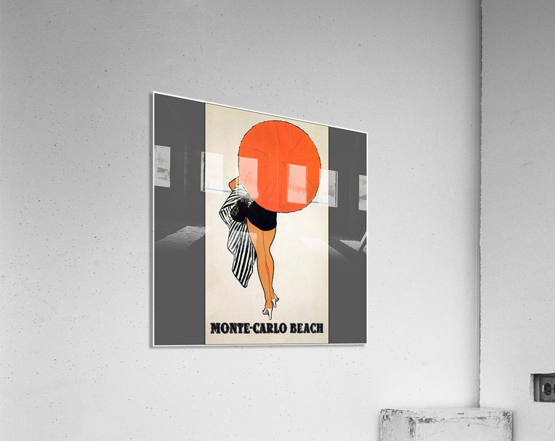 Vintage travel poster for Monte Carlo Beach Acrylic Print