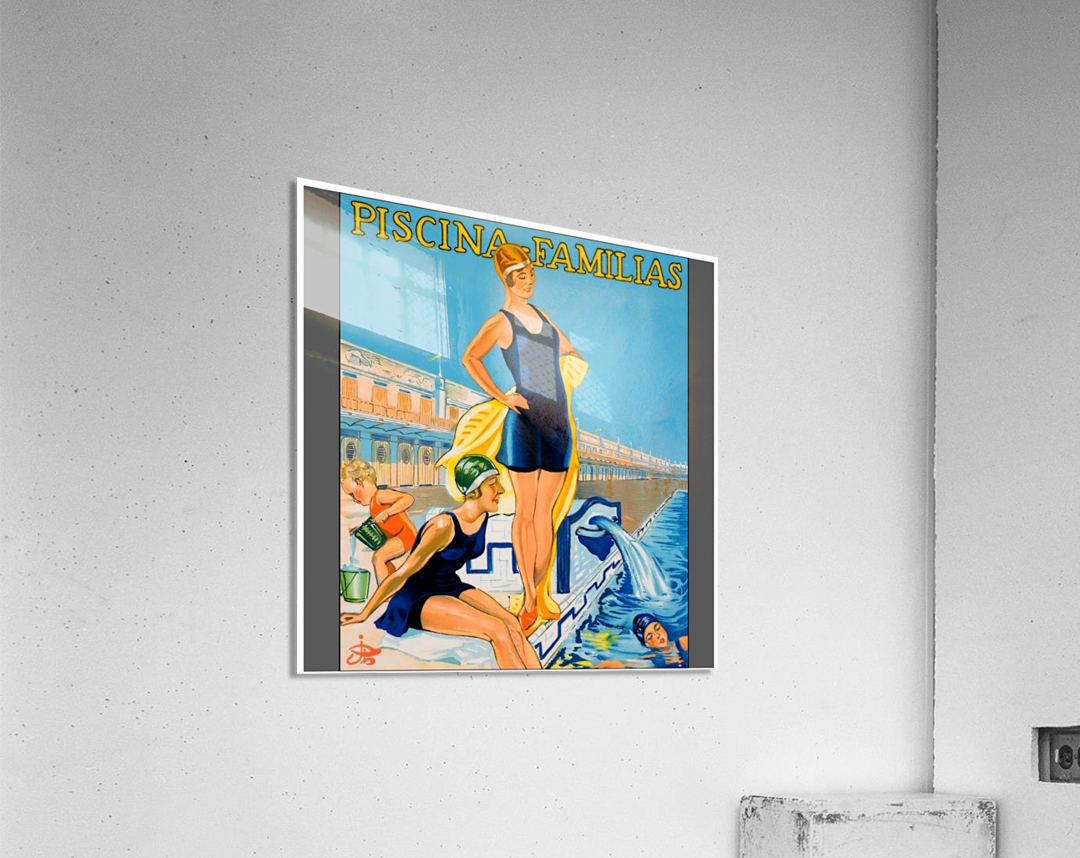 Vintage poster da natacao de piscina familias Acrylic Print