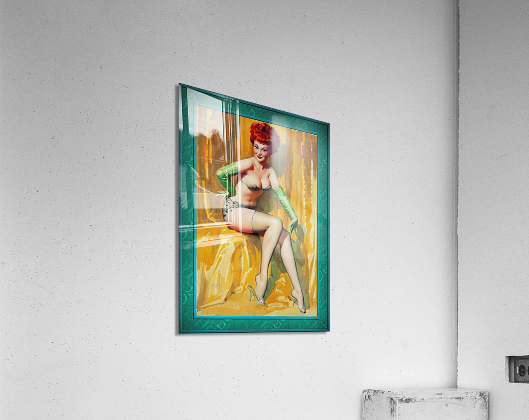 Redhead In A Green Bikini by Bill Medcalf Remastered Vintage Retro Xzendor7 Art Reproductions Acrylic Print